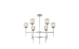 Silver Candle Style Six Light Metal Dimmable Chandelier With Clear Shades