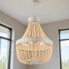 Gold And White Candle Style Six Light Metal Dimmable Chandelier