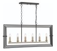 Black And Gold Kitchen Island Six Light Metal Dimmable Chandelier