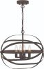 Bronze Candle Style Four Light Metal Dimmable Chandelier