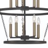 Black And Gold Candle Style Ten Light Metal Dimmable Chandelier