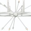 Silver Candle Style Multi Light Metal Dimmable Chandelier