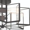 Black Unique Statement Two Light Metal Dimmable Flush Chandelier With Clear Shades
