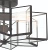 Black Unique Statement Two Light Metal Dimmable Flush Chandelier With Clear Shades