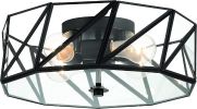 Black Unique Statement Four Light Metal Dimmable Flush Chandelier With Clear Shades
