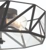 Black Unique Statement Four Light Metal Dimmable Flush Chandelier With Clear Shades