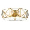 Brass Unique Statement Four Light Metal Dimmable Flush Chandelier