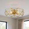 Brass Unique Statement Four Light Metal Dimmable Flush Chandelier