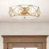Brass Unique Statement Four Light Metal Dimmable Flush Chandelier