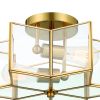Brass Unique Statement Two Light Metal Dimmable Flush Chandelier
