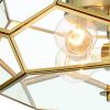 Brass Unique Statement Three Light Metal Dimmable Flush Chandelier