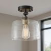 Gray Shaded Metal Dimmable Flush Chandelier With Clear Shades
