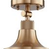 Antiqued Brass Shaded Metal Dimmable Flush Chandelier With Brass Shades
