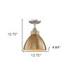 Nickel Shaded Metal Dimmable Flush Chandelier With Gold Shades
