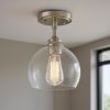 Nickel Shaded Metal Dimmable Flush Chandelier With Clear Shades