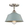 Blue Kitchen Island Metal Dimmable Flush Chandelier With Light Blue Shades