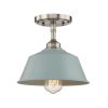 Blue Kitchen Island Metal Dimmable Flush Chandelier With Light Blue Shades