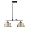 Black And Gray Kitchen Island Two Light Metal Dimmable Chandelier With Gray Shades