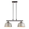 Black And Gray Kitchen Island Two Light Metal Dimmable Chandelier With Gray Shades
