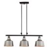 Black And Gray Kitchen Island Three Light Metal Dimmable Chandelier With Gray Shades