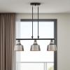 Black And Gray Kitchen Island Three Light Metal Dimmable Chandelier With Gray Shades