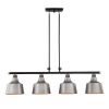 Black And Gray Kitchen Island Four Light Metal Dimmable Chandelier With Gray Shades