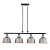 Black And Gray Kitchen Island Four Light Metal Dimmable Chandelier With Gray Shades