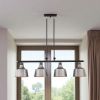 Black And Gray Kitchen Island Four Light Metal Dimmable Chandelier With Gray Shades