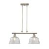 Nickel Kitchen Island Two Light Metal and Transparent Glass Dimmable Chandelier With Clear Shades