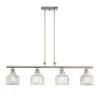 Nickel Kitchen Island Four Light Metal and Transparent Glass Dimmable Chandelier With Clear Shades