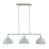 Nickel Kitchen Island Three Light Metal Dimmable Chandelier With Light Blue Shades