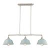 Nickel Kitchen Island Three Light Metal Dimmable Chandelier With Light Blue Shades