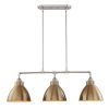 Gold And Silver Kitchen Island Three Light Metal Dimmable Chandelier With Gold Shades