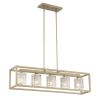 Brass Kitchen Island Five Light Metal Dimmable Chandelier With Clear Shades