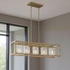 Brass Kitchen Island Five Light Metal Dimmable Chandelier With Clear Shades