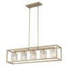 Brass Kitchen Island Five Light Metal Dimmable Chandelier With Clear Shades