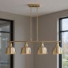 Gold Kitchen Island Four Light Metal Dimmable Chandelier With Gold Shades