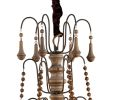 Brown Candle Style Six Light Wood Chandelier