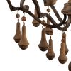 Brown Candle Style Six Light Wood Chandelier