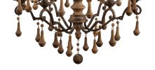 Brown Candle Style Six Light Wood Chandelier