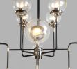 Black And White Sputnik Eight Light Metal Chandelier With Clear Shades