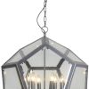 Clear Unique Statement Six Light Metal Chandelier With Clear Shades