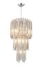 Silver Unique Statement Seven Light Metal and Crystal Glass Chandelier With Clear Shades