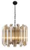 Amber Unique Statement Five Light Metal and Beveled Glass Chandelier With Amber Shades