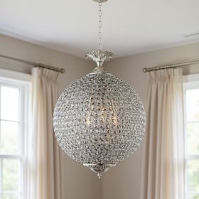 Silver Unique Statement Three Light Metal and Crystal Glass Chandelier With Clear Shades