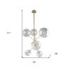 Antiqued Brass Sputnik Four Light Metal Chandelier With Clear Shades