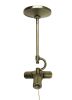 Antiqued Brass Bulb Three Light Metal Chandelier
