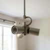 Nickel Bulb Three Light Metal Chandelier