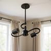 Bronze Bulb Two Light Metal Chandelier