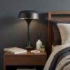 22" Black Metal Two Light Novelty USB Table Lamp With Black Dome Shade